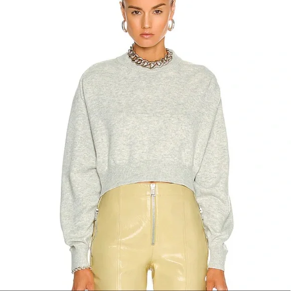 Alexander Wang over the shoulder illusion tulle sweater in grey - Picture 4 of 8